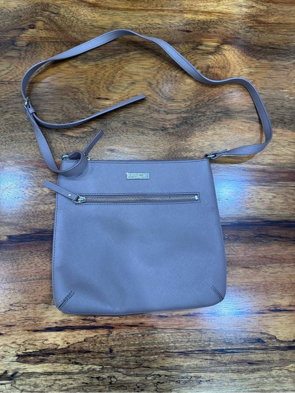 kate spade Taupe Crossbody with Front Zip and Adjustable Strap